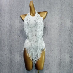 Costumes Exotic Dancewear Leotard / Onesie Tassel Crystals / Rhinestones Women's Performance Sleeveless Spandex