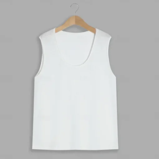 Cotton Blend Men's Tank Top Deep U Neck Vest Undershirt Sleeveless Shirt PlainStreet Casual Sleeveless Crewneck Fashion Classic Comfortable White Tank Top