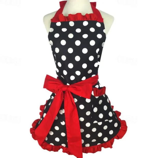 Cotton Chef Apron For Women and Men, Kitchen Cooking Apron, Personalised Gardening Apron Polka Dots Salon Pinafore Vintage Apron Mother's Gift