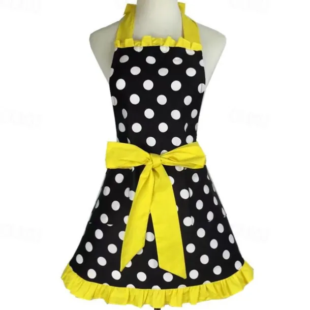 Cotton Chef Apron For Women and Men, Kitchen Cooking Apron, Personalised Gardening Apron Polka Dots Salon Pinafore Vintage Apron Mother's Gift