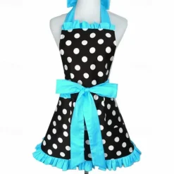 Cotton Chef Apron For Women and Men, Kitchen Cooking Apron, Personalised Gardening Apron Polka Dots Salon Pinafore Vintage Apron Mother's Gift