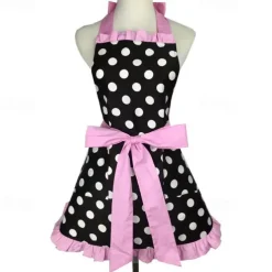 Cotton Chef Apron For Women and Men, Kitchen Cooking Apron, Personalised Gardening Apron Polka Dots Salon Pinafore Vintage Apron Mother's Gift