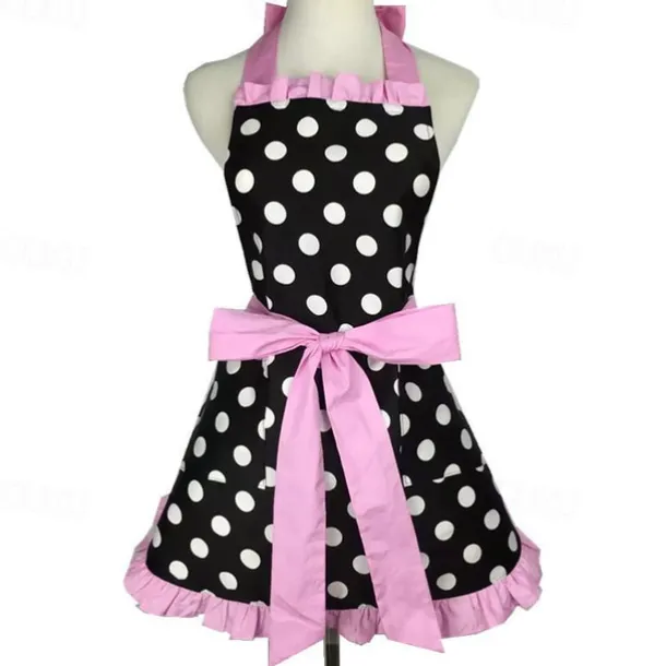 Cotton Chef Apron For Women and Men, Kitchen Cooking Apron, Personalised Gardening Apron Polka Dots Salon Pinafore Vintage Apron Mother's Gift