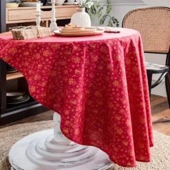 Cotton Linen Vintage Round Tablecloth Floral Pastoral Table Cloth Washable Table Cover for Indoor Outdoor, Farmhouse Decor, Picnic
