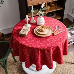 Cotton Linen Vintage Round Tablecloth Floral Pastoral Table Cloth Washable Table Cover for Indoor Outdoor, Farmhouse Decor, Picnic