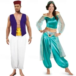 Couples Aladdin and the Magic Lamp Prince Aladdin Princess Jasmine Cosplay Costume Outfits Men's Women's Movie Cosplay Party Cosplay Halloween Carnival Masquerade