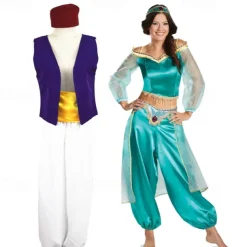 Couples Aladdin and the Magic Lamp Prince Aladdin Princess Jasmine Cosplay Costume Outfits Men's Women's Movie Cosplay Party Cosplay Halloween Carnival Masquerade