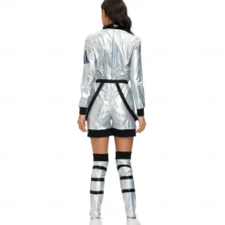 Couples Astronaut Halloween Group Couples Costumes Men's Women's Movie Cosplay Silver Leotard / Onesie Halloween Carnival Masquerade