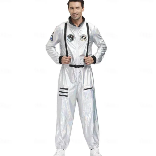 Couples Astronaut Halloween Group Couples Costumes Men's Women's Movie Cosplay Silver Leotard / Onesie Halloween Carnival Masquerade