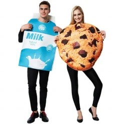 Couples Cookies Milk Box Funny Costumes Couples' Costumes Men's Women's Movie Cosplay Cosplay Costumes Blue Leotard / Onesie Halloween Carnival Masquerade