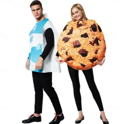 Couples Cookies Milk Box Funny Costumes Couples' Costumes Men's Women's Movie Cosplay Cosplay Costumes Blue Leotard / Onesie Halloween Carnival Masquerade