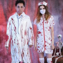Couples Doctor Bloody Nurse Halloween Group Couples Costumes Men's Women's Movie Cosplay Cosplay Costumes White Costume Halloween Carnival Masquerade