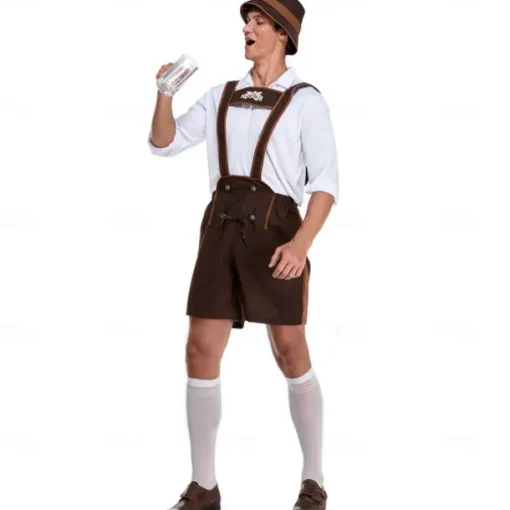 Couples Halloween Oktoberfest Beer Costume Dirndl Dress Lederhosen Bavarian Couple Oktoberfest Couple German Munich Traditional Style Wiesn Men's Women's Traditional Style Cloth Halloween Carnival