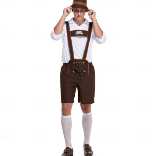 Couples Halloween Oktoberfest Beer Costume Dirndl Dress Lederhosen Bavarian Couple Oktoberfest Couple German Munich Traditional Style Wiesn Men's Women's Traditional Style Cloth Halloween Carnival