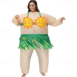 Couples Hawaiian Inflatable Costumes Halloween Group Couples Costumes All Movie Cosplay Funny Costume Green Leotard / Onesie Halloween Carnival Masquerade Cloth