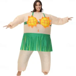 Couples Hawaiian Inflatable Costumes Halloween Group Couples Costumes All Movie Cosplay Funny Costume Green Leotard / Onesie Halloween Carnival Masquerade Cloth