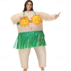 Couples Hawaiian Inflatable Costumes Halloween Group Couples Costumes All Movie Cosplay Funny Costume Green Leotard / Onesie Halloween Carnival Masquerade Cloth