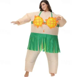 Couples Hawaiian Inflatable Costumes Halloween Group Couples Costumes All Movie Cosplay Funny Costume Green Leotard / Onesie Halloween Carnival Masquerade Cloth