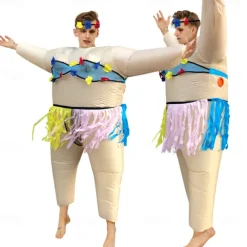 Couples Hawaiian Inflatable Costumes Halloween Group Couples Costumes All Movie Cosplay Funny Costume Green Leotard / Onesie Halloween Carnival Masquerade Cloth