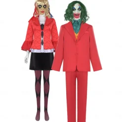 Couples Joker: Folie à Deux Harley Quinn Joker Clown Halloween Group Couples Costumes Men's Women's Movie Cosplay Cosplay Halloween Carnival Masquerade Event / Party Masquerade