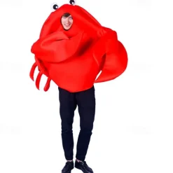 Couples King Crab Funny Costumes Halloween Group Couples Costumes Men's Women's Movie Cosplay Cosplay Costumes Red Leotard / Onesie Halloween Carnival Masquerade