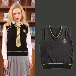 Couples Magic Harry Gryffin d'or Slytherin Sweater Knit Vest Men's Women's Boys Movie Cosplay Costume Party Masquerade Dailywear
