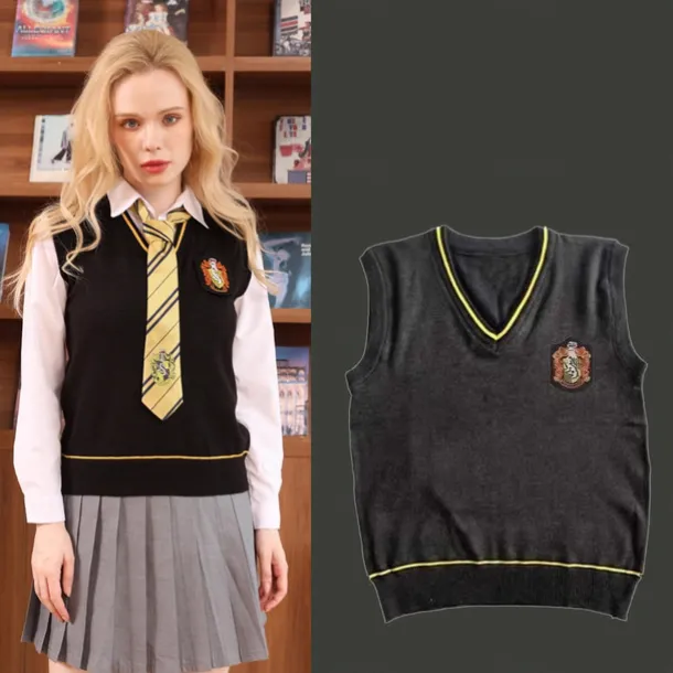 Couples Magic Harry Gryffin d'or Slytherin Sweater Knit Vest Men's Women's Boys Movie Cosplay Costume Party Masquerade Dailywear