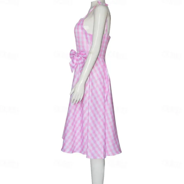 Couples Movie Doll Outfits Pink Plaid Dress Hawaiian Shirt Shorts Men's Women's Couple's Cosplay Costume Halloween Carnival Masquerade Beach Vacation
