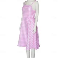 Couples Movie Doll Outfits Pink Plaid Dress Hawaiian Shirt Shorts Men's Women's Couple's Cosplay Costume Halloween Carnival Masquerade Beach Vacation