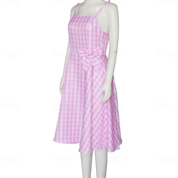 Couples Movie Doll Outfits Pink Plaid Dress Hawaiian Shirt Shorts Men's Women's Couple's Cosplay Costume Halloween Carnival Masquerade Beach Vacation