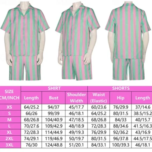 Couples Movie Doll Outfits Pink Plaid Dress Hawaiian Shirt Shorts Men's Women's Couple's Cosplay Costume Halloween Carnival Masquerade Beach Vacation