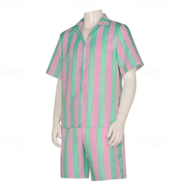 Couples Movie Doll Outfits Pink Plaid Dress Hawaiian Shirt Shorts Men's Women's Couple's Cosplay Costume Halloween Carnival Masquerade Beach Vacation
