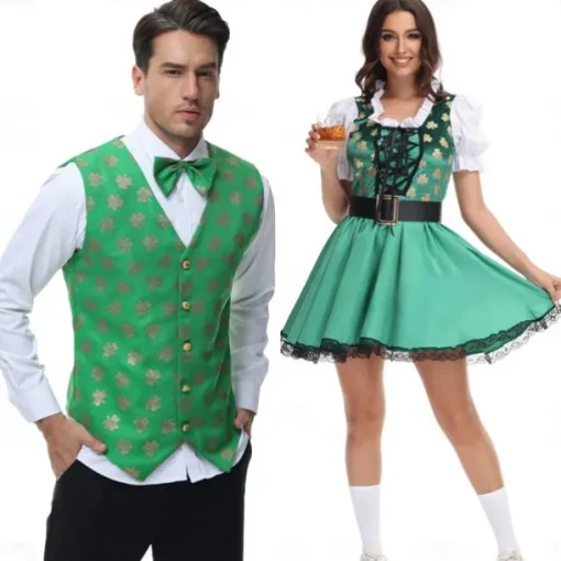 Couples Oktoberfest Beer International Beer Festival Costume Blouse Shirt Dirndl Dress Lederhosen Bavarian Bavarian Wiesn Men's Women's Traditional Style Cloth Halloween Carnival