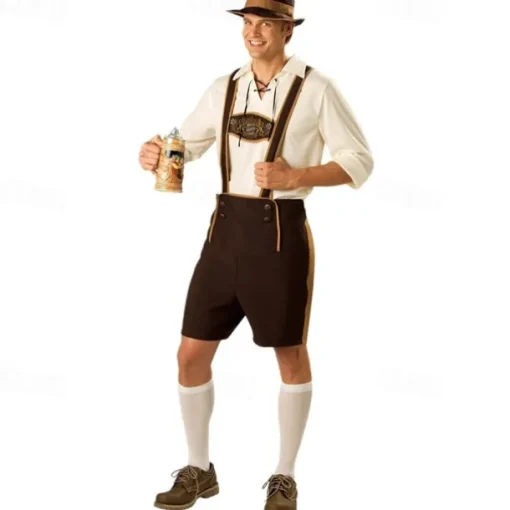 Couples Oktoberfest Beer Costume Dress Dirndl Trachtenkleider Lederhosen Maid Oktoberfest Couple German Munich Wiesn Men's Women's Traditional Style Cloth Halloween Carnival