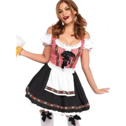 Couples Oktoberfest Beer Costume Dirndl Dress Trachtenkleider Lederhosen Maid Oktoberfest Couple German Munich Wiesn Carnival Men's Women's Traditional Style Cloth
