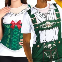 Couples Oktoberfest Beer Costume T-shirt Oktoberfest Beer Oktoberfest Couple Sexy Street Style German Wiesn Men's Women's Traditional Style Cloth T-shirt Halloween Carnival
