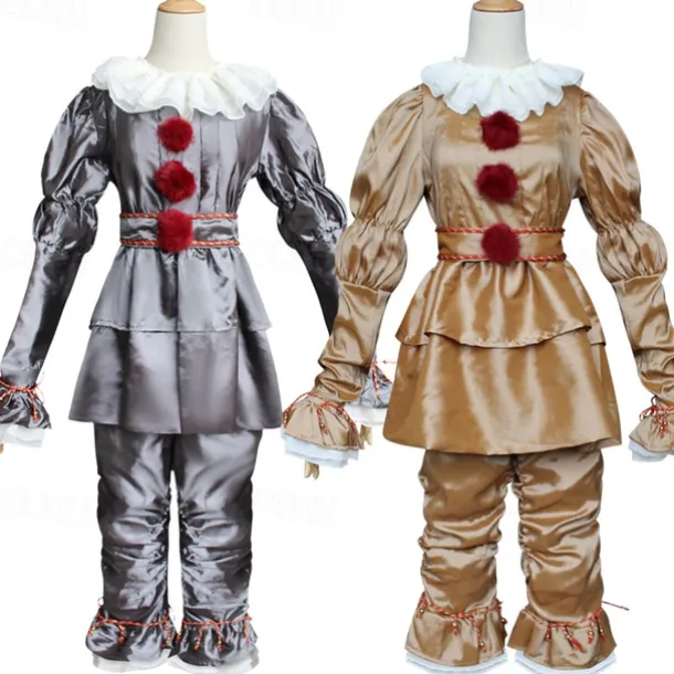 Couples Pennywise It Clown Killer Clown Cosplay Costume Outfits Costume Scary Costume Horror Movie Character Adults' Men's Women's Couple's Easy Carnival Costumes