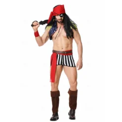 Couples Pirates of the Caribbean Halloween Group Couples Costumes Men's Women's Movie Cosplay Cosplay Costume Party Red Costume Halloween Carnival Masquerade