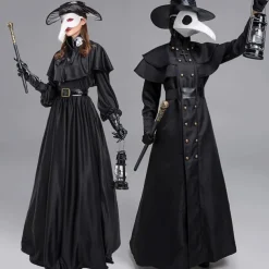 Couples Plague Doctor Costume Cloak Halloween Couples Costumes Cosplay Medieval Steampunk Priest Renaissance Costume Outfits Cloak Cape