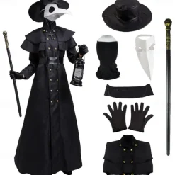 Couples Plague Doctor Costume Cloak Halloween Couples Costumes Cosplay Medieval Steampunk Priest Renaissance Costume Outfits Cloak Cape