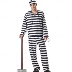 Couples Prisoner Outfits Funny Costume Couples' Costumes Unisex Movie Cosplay Cosplay Black Costume Carnival Masquerade Easy Carnival Costumes