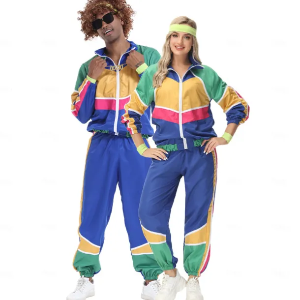 Couples 1980s Retro Vintage Costume Workout Outfits Men's Women's Movie Cosplay Streetwear 1980s Masquerade Halloween Carnival Disco Party Hip Hop