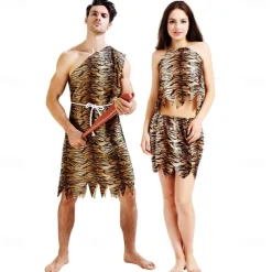 Couples Western Europe and the United States Flintman indigenous costume lovers tiger skin savage original costume funny show costume