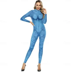 Couples Zentai Suits Catsuit Skin Suit Avatar 2 The Way of Water Neytiri Jake Sully Adults' Cosplay Costumes Halloween Men's Women's Monster Halloween Carnival