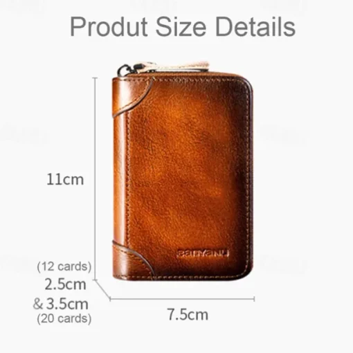 Cow Leather Multi Function ID Credit Card Holder Money Bag Coin Purse 12/20 Cards Rfid Protection Wallets Vintage Thin Short