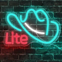 Cowboy Hat Light Neon Signs Ice Blue for Wall Blue LED Neon Lights USB Neon Wall Light Neon Bar Light Up Sign for Bedroom Party Pub Game Zone Decoration