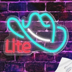 Cowboy Hat Light Neon Signs Ice Blue for Wall Blue LED Neon Lights USB Neon Wall Light Neon Bar Light Up Sign for Bedroom Party Pub Game Zone Decoration