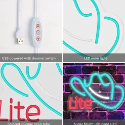 Cowboy Hat Light Neon Signs Ice Blue for Wall Blue LED Neon Lights USB Neon Wall Light Neon Bar Light Up Sign for Bedroom Party Pub Game Zone Decoration