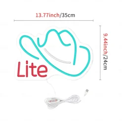 Cowboy Hat Light Neon Signs Ice Blue for Wall Blue LED Neon Lights USB Neon Wall Light Neon Bar Light Up Sign for Bedroom Party Pub Game Zone Decoration