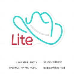 Cowboy Hat Light Neon Signs Ice Blue for Wall Blue LED Neon Lights USB Neon Wall Light Neon Bar Light Up Sign for Bedroom Party Pub Game Zone Decoration